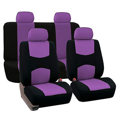 FH Group Car Seat Covers Full Set Cloth - Universal Fit Automotive Seat Covers, Low Back Front Seat Covers, Solid Back Seat Cover, Washable Car Seat Cover for SUV, Sedan and Van Purple - color: Purple, style: Seat Cover Full Set