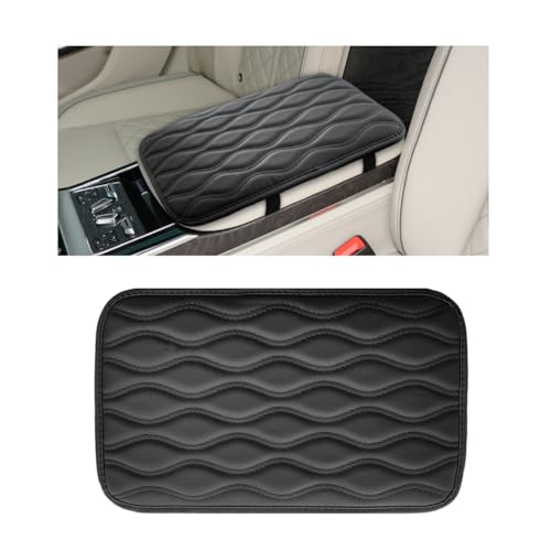 Wevdn Car Center Console Cushion Pad, 12.48×7.40 Inches Waterproof Car Armrest Seat Box Cover, Comfortable PU Leather Vehicle Armrest Cover Protector, Car Decor Interior Accessories (Black) - color: Black
