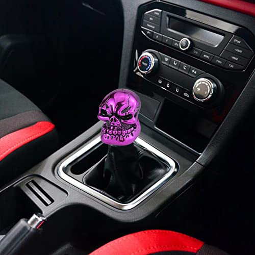 Skull Head Gear Stick Shift Shifter Knob Lever Cover Fit Most Manual Transmission Vehicles, Purple - color: Purple