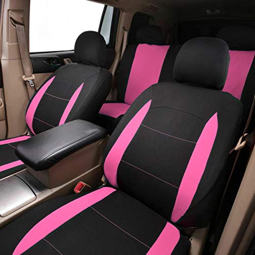 Flying Banner Car Seat Covers Front Seats Rear Bench Polyester car seat Protectors Easy installations Rear Bench Split Classic Man Lady Truck - color: Black Pink
