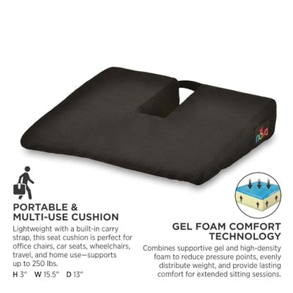 NOVA Medical Products Coccyx Gel Foam Car & Seat Cushion, Black