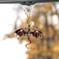 Bling Dragon Car Rear View Mirror Charm, Retro Dragons Automotive Hanging Pendant, Fantasy Rhinestone Pearls Vehicle Mirrors Ornament, Auto Interior Decoration Accessories (Red)