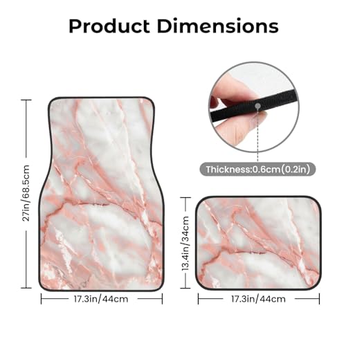 Universal Fit Car Floor Mats, Pink Marble Designs Printed Set of 4pcs Car Carpet Fit for SUV, Vans, Sedans, Trucks - color: Pink Marble