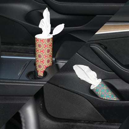 Carson Works Car Tissues Holder 4 Packs Round Car Tissues Cylinder Fit for Car Cup Holder, Home Small Tissue Dispenser with Facial Tissues for Travel Car Bathroom Office - color: Ct-2