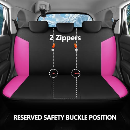 HChengkikz Car Seat Covers Full Set, Waterproof Neoprene Seat Covers, Airbag Compatible, Universal All Season Automotive Seat Covers for Most Cars, SUVs, Trucks (Black + Pink) - color: Black Pink, size: Full Set