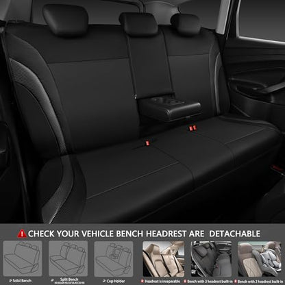 CAR PASS Premium Carbon Fiber Leather Car Seat Covers Full Set and Waterproof Car Floor Mats,Airbag Compatible,Automotive Interior Covers for Sedans,Trucks,Vans,SUV with Car Carpet Mats(Black) - color: Pure Black