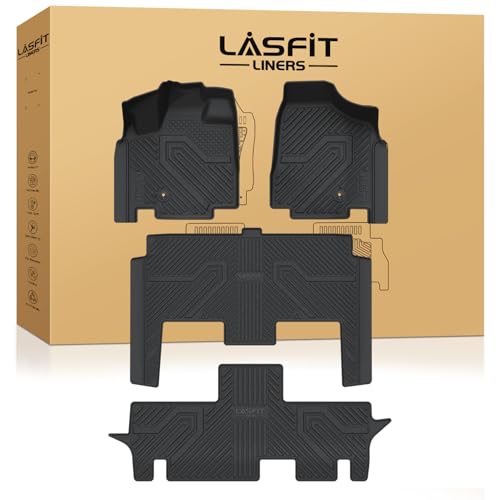LASFIT Floor Mats for Dodge Grand Caravan 2008-2020 & Chrysler Town & Country 2008-2016, Custom Fit for Dodge Caravan All Weather TPE Car Mats 1st, 2nd and 3nd Row Full Set Floor Liners, Black - size: 2008-2016|For Town & Country|Floor Mats
