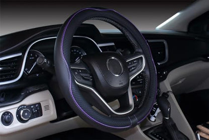 Mayco Bell Small Size Steering Wheel Cover Anti-Slip,Safety,Soft,Breathable,Durable,Full Surround,Comfortable Grip Microfiber Leather (14-14.25 inch, Black Purple) - color: Black Purple, size: 14''-14.25''