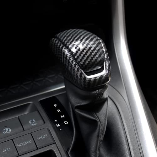 for Toyota RAV4 2023-2019 Gear Shift Knob Cover Carbon Fiber Grain Interior Protective Gear Shift Trim for Toyota Highlander 2023-2020 - color: Gear Shift Knob Cover