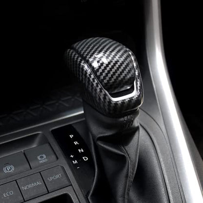 for Toyota RAV4 2023-2019 Gear Shift Knob Cover Carbon Fiber Grain Interior Protective Gear Shift Trim for Toyota Highlander 2023-2020 - color: Gear Shift Knob Cover