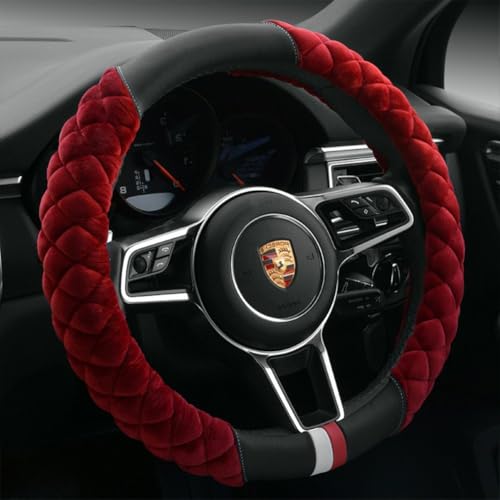 Cxtiy Plush Steering Wheel Cover for Women, Fluffy Soft Warm Winter Steering Wheel Grip for Car Interior Accessories (A-Burgundy) - color: A-wine red
