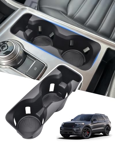 Cup Holder Inserts for Ford Explorer 2020-2024 Accessories, Non-Slip TPE Center Console Cup Holder Protector Organizer for Explorer Interior Accessories - size: For 2020-2024 Explorer TPE