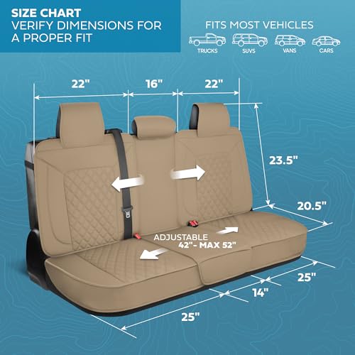 MotorBox Prestige Edition Napa Leather Seat Covers Full Set - Beige Car Seat Covers Front Seats and Back Car Seat Protector, Waterproof and Universal Fit for Most Small to Medium Autos, Trucks & SUVs - color: Beige Full Set