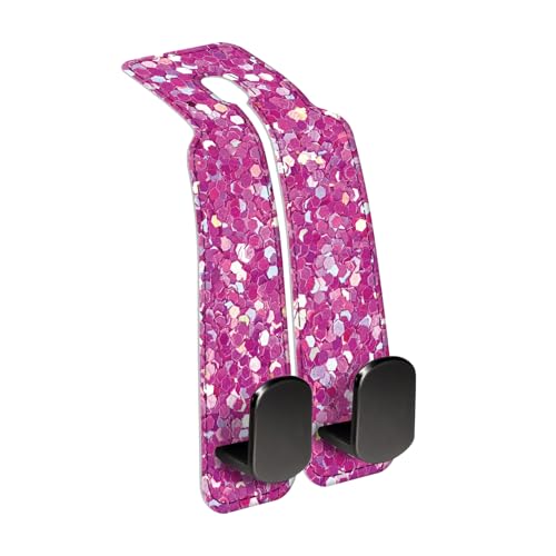 Car Seat Back Storage Headrest Hook, Premium Leather Double Metal Hook, Hanger Storage Organizer for Purse Cloth Bag, Car Interior Accessories Glitter Pink Pattern - color: Glitter Pink Pattern