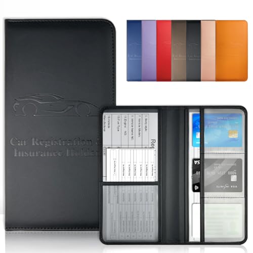 Black Car Registration and Insurance Holder with Magnetic Closure for Glove Box Organizers Car Document Holder Car Document Organizer Car Glove Box Organizer - color: Black