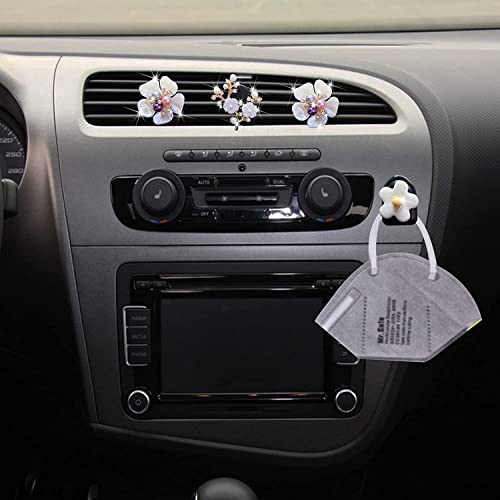 Pearl Daisy AromaBoost Car Diffusers - 3pcs with Mask Hook & Rhinestone Bling Decoration - color: 3 Pcs Pearl Daisy