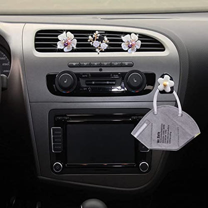 Pearl Daisy AromaBoost Car Diffusers - 3pcs with Mask Hook & Rhinestone Bling Decoration - color: 3 Pcs Pearl Daisy