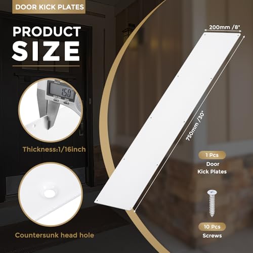 uxcell Door Kick Plate, 8 x 30 Inches Anodized Aluminum Kick Plate Door Plate, 1.5mm (1/16 Inch) Thickness, for Exterior Front Door or Back Door, White (Single Pack) - color: White, size: 8 x 30 Inch