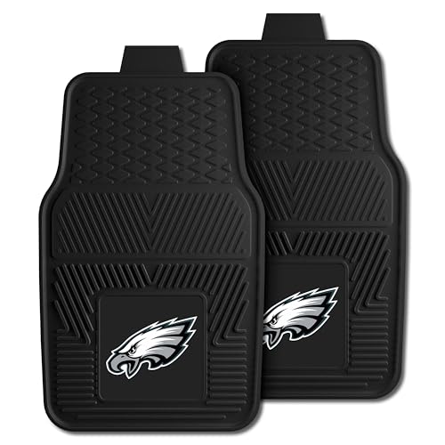 FANMATS 8771 Philadelphia Eagles 2-Piece Heavy Duty Vinyl Car Mat Set, Front Row Floor Mats, All Weather Protection, Universal Fit, Deep Resevoir Design