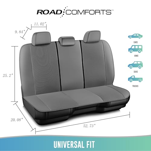 Road Comforts Full Set Leather Mesh Car Seat Cover - Front and Rear, Breathable & Stylish, Airbag Compatible, Universal Fit for Cars, SUVs, Trucks, and Vans - Gray