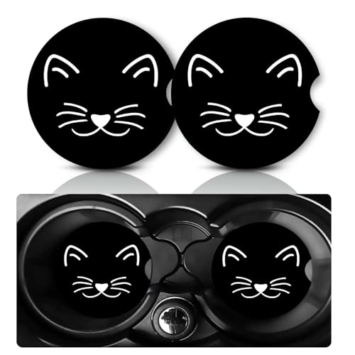 Car Coasters for Cup Holders,2 PCS Universal Non-Slip Cat Car Coasters,2.75" Rubber Mat,Cat Cars Accessories Cup Drink Holder Coaster Decor Cats Loves Gifts for Women,Men,Mom,Dad - color: Cat