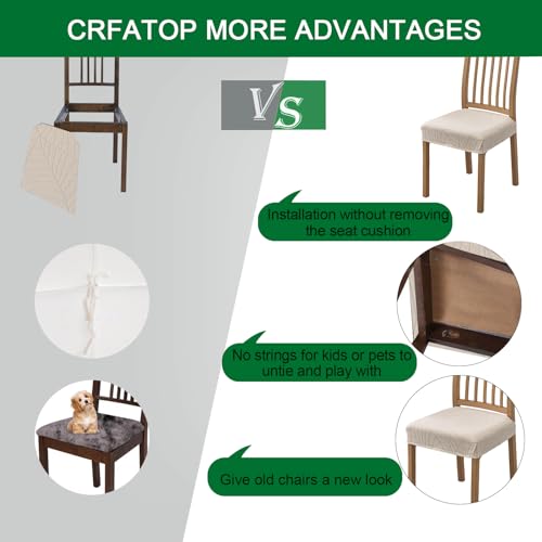 CRFATOP Waterproof Dining Room Chairs Seat Covers Set of 4 with Stretch Bench Slipcover Jacquard Kitchen Chair Slipcover Washable Seat Cushion Slipcover for Hotel Banquet Wedding Party, Beige - color: 03 Jacquard Beige