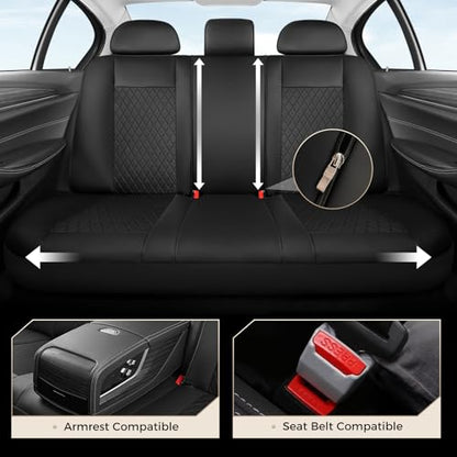 Coverado Seat Covers Full Set, 5 Seat Black Car Seat Covers, Leather Car Seat Protectors, Automotive Front and Back Seat Covers, Waterproof Car Seat Cushions Universal Fit for Most Sedan, SUV, Truck