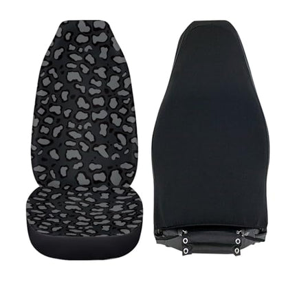 Gray-Black Leopard Print Car Seat Covers for Women Men Non-Slip Thin Automobile Front Seat Covers Interior Protection for SUV Truck Van Chairs - color: Gray-black Leopard