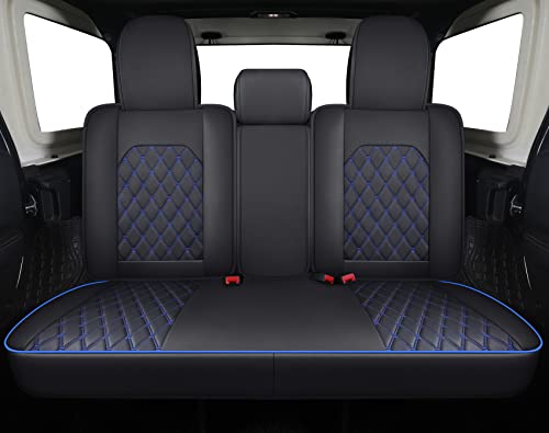 Jeep Wrangler JK JL 4-Door Seat Covers Full Set Custom Fit 2007-2026 Unlimited X Rubicon 392 Sahara Willys Sport High Altitude Truck Pickup Waterproof Leather(Full Set/Black-B) - color: Full Set/BLACK-Blue