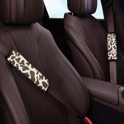 Dreaweet Brown Cow Print Seat Belt Cover Pad Cute Car Accessories Seatbelt Covers for Women Kids 2 Pack Car Seat Shoulder Strap Pads Soft Seat Belt Covers Universal Seatbelt Cushion for Car SUV Truck - color: Brown Cow