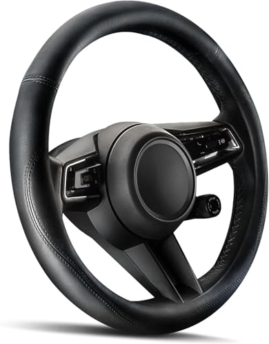 HOTOR Car Steering Wheel Cover - Universal Car Accessory for Diverse Cars, Leather Cover with Anti-Slip Lining, for Steering Wheel with a Diameter of 14.5"-15",Black - color: Black, size: Standard Size [14.5"-15"]
