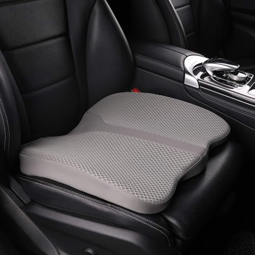 Car Seat Cushion - Comfort Memory Foam Seat Cushion for Car Seat Driver, Tailbone (Coccyx) Pain Relief, Car Seat Cushions for Driving (Gray) - color: Grey
