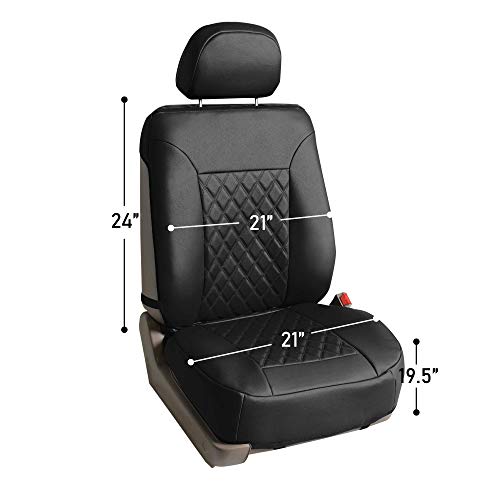 FH Group Deluxe Faux Leather Diamond Pattern Front Set Car Seat Cushions Comes with Headrest Covers (Blue) with Gift, Easy to Install - Universal Fit for Cars, Trucks, & SUVs - color: Blue
