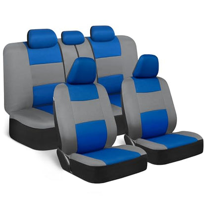 BDK PolyPro Car Seat Covers Full Set in Blue & Gray – Front and Rear Split Bench Seat Covers for Cars, Easy to Install Car Seat Cover Set, Car Accessories for Auto Trucks Van SUV - color: Blue & Gray
