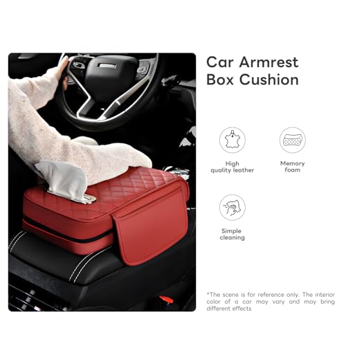 Car Armrest Pad, Universal Armrest Cushion Pad, Leather Armrest Box Pad - color: Without cup holder, Grey