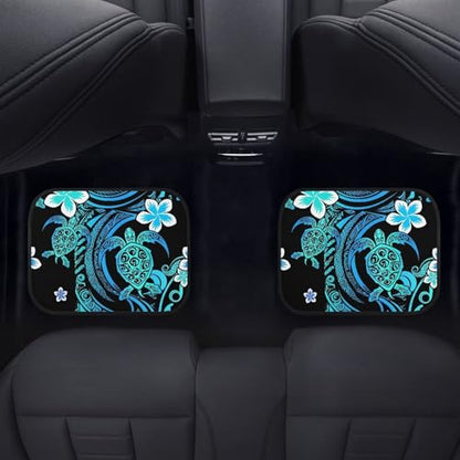 Sea Turtle Print Car Carpet Floor Mat Tribal Totem Pattern Ocean Animal Turtles 4 Piece Universal Fit Heavy Duty Rubber Non-Slip Floor Mats Heel Pad Fit Floor Carpet 2 Row - color: Sea Turtle Totem