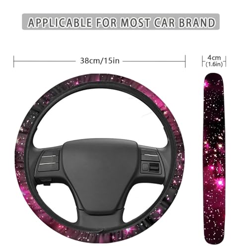 AFPANQZ Anti-Slip Steering Wheel Cover for Women Universal Fit 14 to 15 inch, Car SUV Sedans Accessories Neoprene Steering Wheel Protection Sweat Absorption Nebula Galaxy Pink Blue - color: Galaxy pink