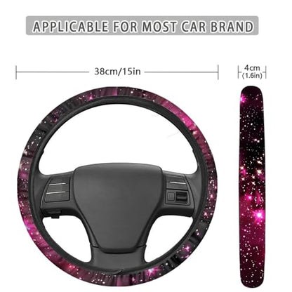 AFPANQZ Anti-Slip Steering Wheel Cover for Women Universal Fit 14 to 15 inch, Car SUV Sedans Accessories Neoprene Steering Wheel Protection Sweat Absorption Nebula Galaxy Pink Blue - color: Galaxy pink