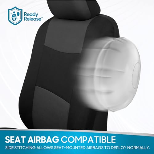 BDK PolyPro Car Seat Covers Full Set – Universal Fit Front & Rear Split Bench Covers for Cars, Trucks, SUVs & Vans, Breathable Durable Material, Easy Installation, Charcoal Black - color: Charcoal Gray