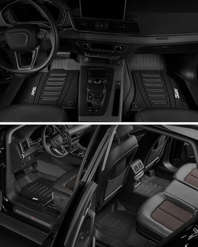 3W Floor Mats Custom Fit for Audi Q5 SQ5 2018-2025(Include Q5/SQ5 Sportback 2021-2025), All-Weather TPE 1st & 2nd Row Odorless Car Liners for Audi Accessories