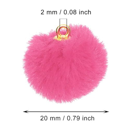 Tupalizy 50PCS Fluffy Pom Poms Charms Soft Fuzzy Faux Fur Puff Ball Pendant for Keychains Bracelets Earrings Jewelry Making Tassels Bags DIY Crafts Party Favors Gifts Accessories - color: Rose Red