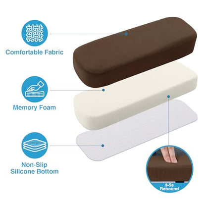 Smiry Ergonomic Office Chair Armrest Pads, Memory Foam Arm Rest Covers, Non-Slip Armrest Cushion with Adjustable Buckles and Straps, Elbow Relief for Desk, Gaming & Wheelchair (Coffee, Set of 2) - color: Coffee