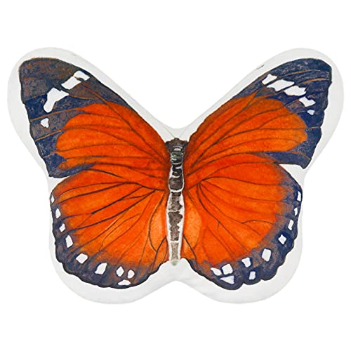 JWH 3D Butterfly Pillow Print Neck Cushion for Car Travel Plane Airplane Trip Headrest Long Flights Essentials Cute Head Rest Sleeping Napping Cushion with Elastic 8 x 12 Inch Orange