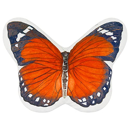 JWH 3D Butterfly Pillow Print Neck Cushion for Car Travel Plane Airplane Trip Headrest Long Flights Essentials Cute Head Rest Sleeping Napping Cushion with Elastic 8 x 12 Inch Orange
