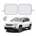 2 PCS Car Windshield Sun Shade, Auto Sun Heat and UV Rays Blocker, 33"×36" Foldable Automotive Front Window Sunshade Protector, Universal Vehicle Interior Accessories (Silver-L) - color: Silver-L (33×36 inches)