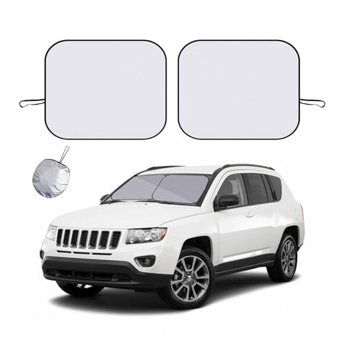 2 PCS Car Windshield Sun Shade, Auto Sun Heat and UV Rays Blocker, 33"×36" Foldable Automotive Front Window Sunshade Protector, Universal Vehicle Interior Accessories (Silver-L) - color: Silver-L (33×36 inches)