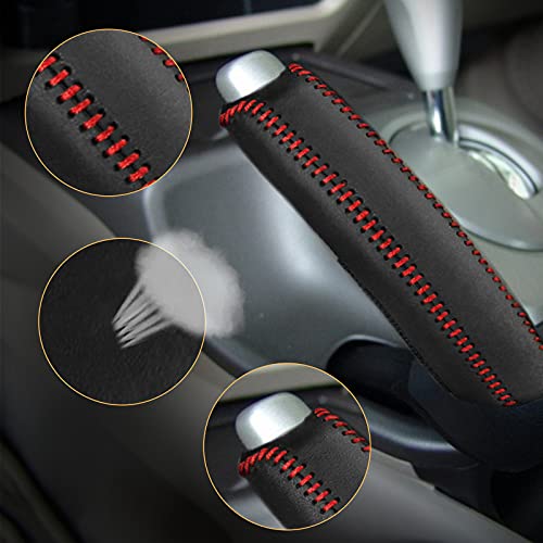 Compatible with Genuine Leather Hand-Stitched Handbrake Cover Interior Accessories Protective Decoration for Honda Civic 2006 2007 2008 2009 2010 2011 Red Line - color: Red Line