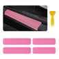 4PCS Car Door Sill Protector with Scraper,Carbon Fiber Car Door Protector Edge Guards for Front Rear Door Sills,Universal Anti-Scratch Car Door Threshold Strips (Pink)