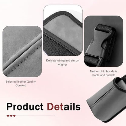 Car Hanging Tissue Holder, Strap-On Non-Slip Front and Back Seat Side Organizer with Mesh Net, Waterproof Leather Space Saving Car Cup Holder, Universal for Most Cars (Gray) - color: Gray