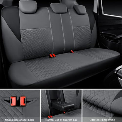 CAR PASS Ultrasonic Embossing Cloth Universal Seat Covers-Breathable Car Seat Cover with 5mm Composite Sponge Inside,Airbag Compatible,2zipper Bench for Sedan,SUV,Truck(Charcoal Gray,Full Set) - color: Charcoal Gray
